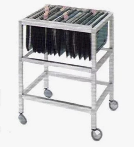 Custom-made EZTube cart for records with lightweight wheels to optimize space, weight, and streamline portability